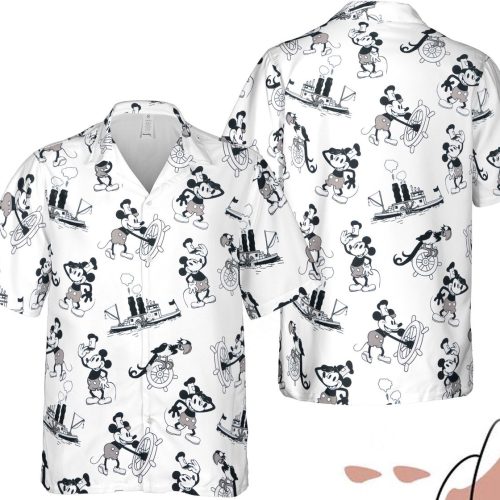 Vintage Mickey Mouse Steamboat Willie 1929 Hawaiian Shirt – Funny Disney Hawaii Shirt for Family Summer Trips to Disneyland or Disney Birthdays