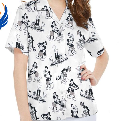 Vintage Mickey Mouse Steamboat Willie 1929 Hawaiian Shirt - Funny Disney Hawaii Shirt for Family Summer Trips to Disneyland or Disney Birthdays