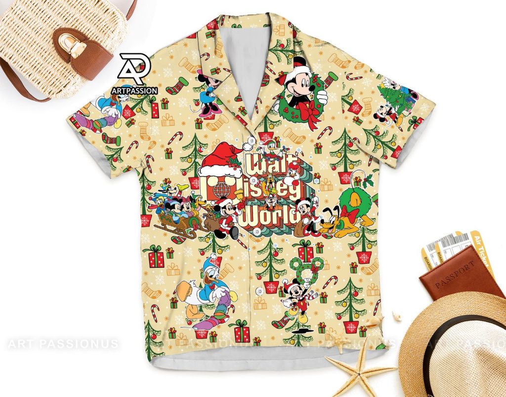 Get Festive with Walt Disney World Christmas Hawaiian Shirt – Mickey Minnie Design Get Festive with Walt Disney World Christmas Hawaiian Shirt – Mickey Minnie Design