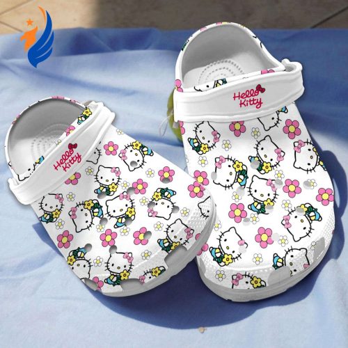 Water-resistant Clogs Hello Kitty And Cute Flowers Pattern Clogs For Kids And Adults