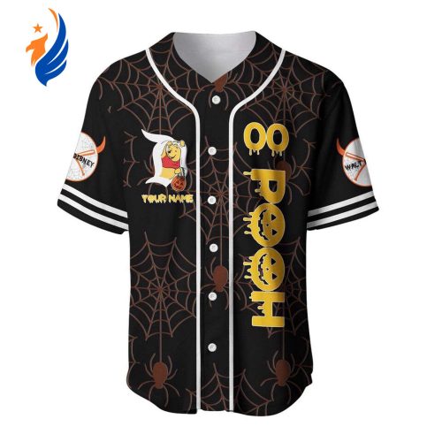 Halloween Disney Baseball Jersey: Winnie the Pooh Black Yellow Happy - Limited Edition!