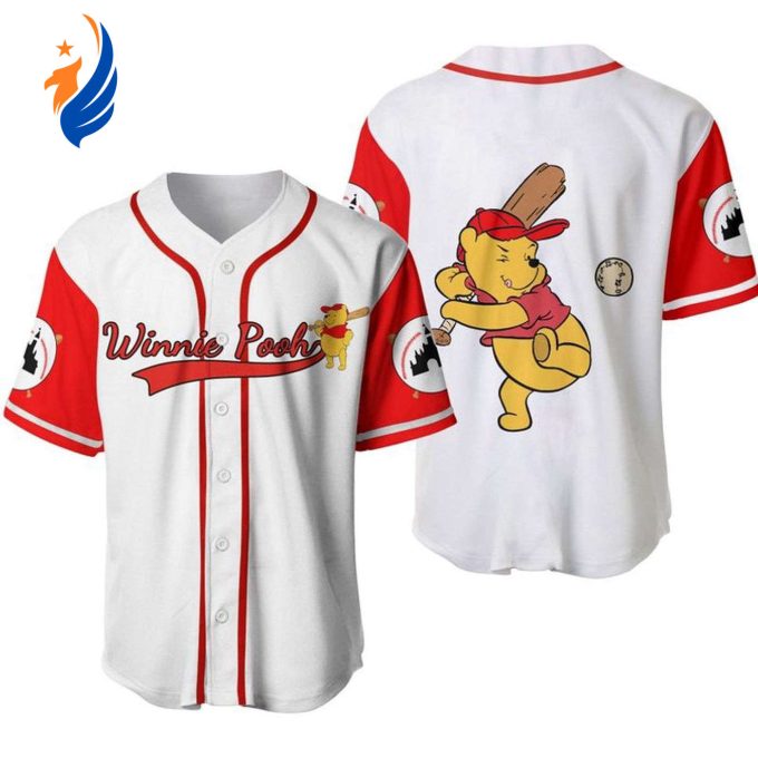 Winnie Pooh The Catcher Disney Cartoon Graphics Unisex Baseball Jersey – All Over Print High-Quality Design