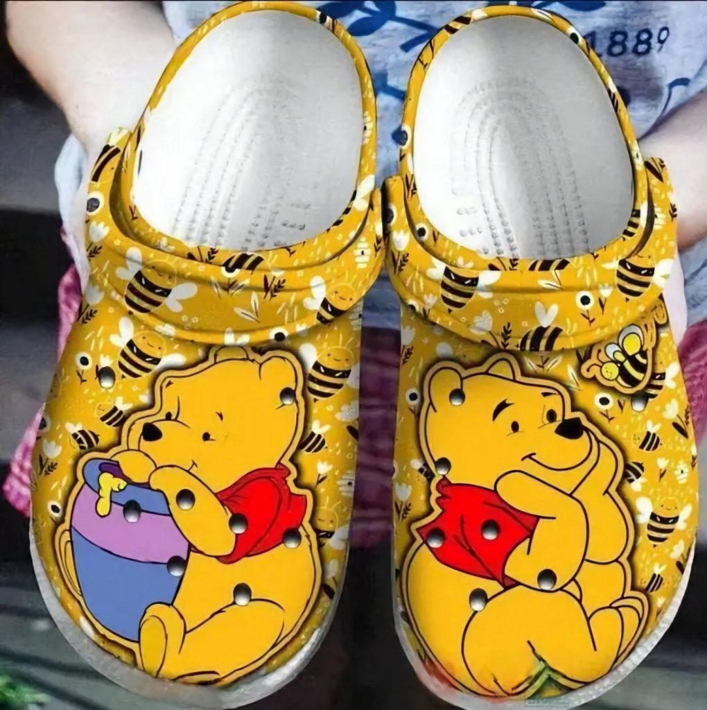 Winnie The Pooh And Cute Bee Honey Orange Blue Clogs For Kids And Adutls Winnie The Pooh And Cute Bee Honey Orange Blue Clogs For Kids And Adutls