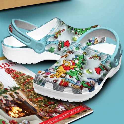 Winnie The Pooh And Frieds Decor Christmas Tree Pastel Blue Clogs For Kids And Adults