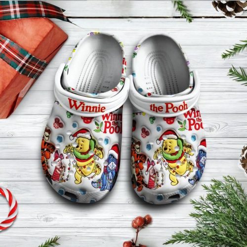 Winnie The Pooh And Friends Decor Christmas White Clogs For Kids And Adults