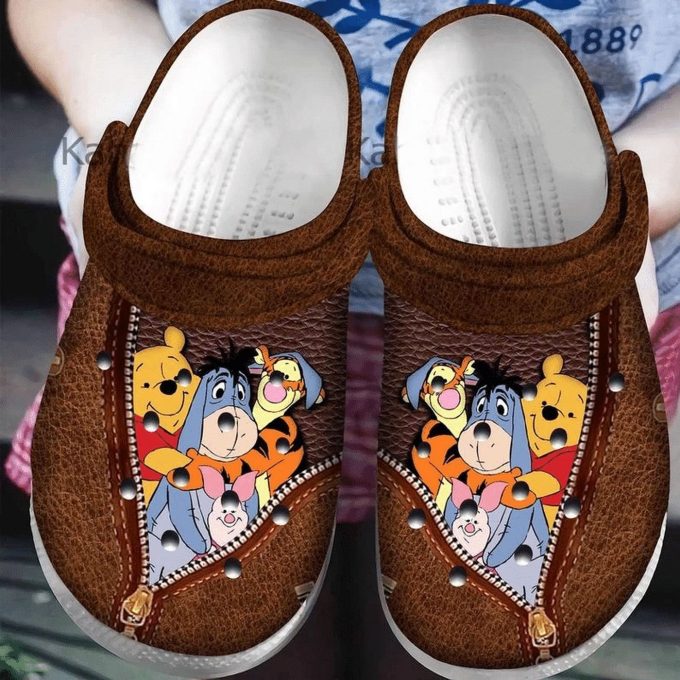 Winnie The Pooh And Friends Hiden In Pocket  Brown Clogs For Kids And Adutls