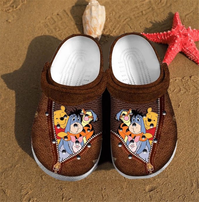 Winnie The Pooh And Friends Hiden In Pocket  Brown Clogs For Kids And Adutls