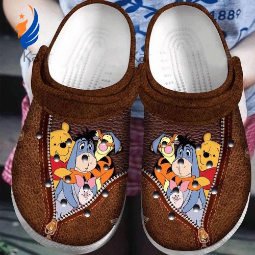 Winnie The Pooh And Friends Hiden In Pocket  Brown Clogs For Kids And Adutls