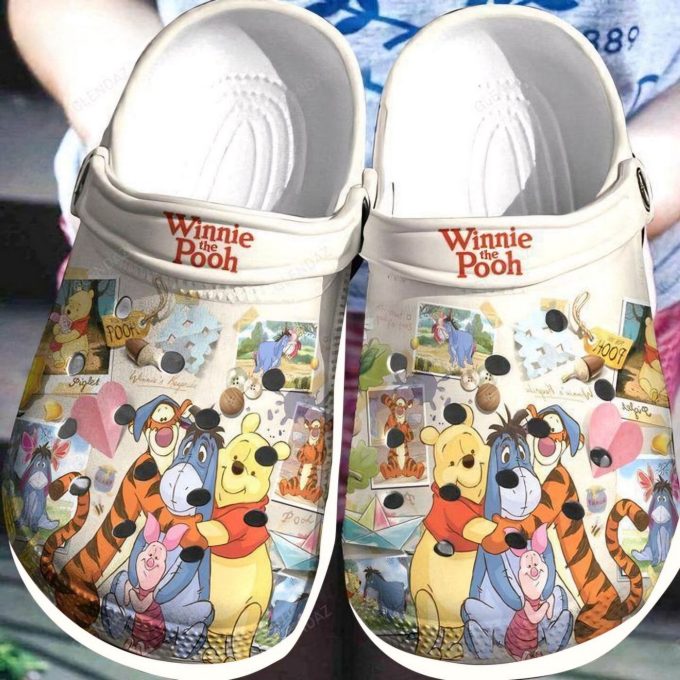 Winnie The Pooh And Friends Memories White Clogs For Kids And Adutls