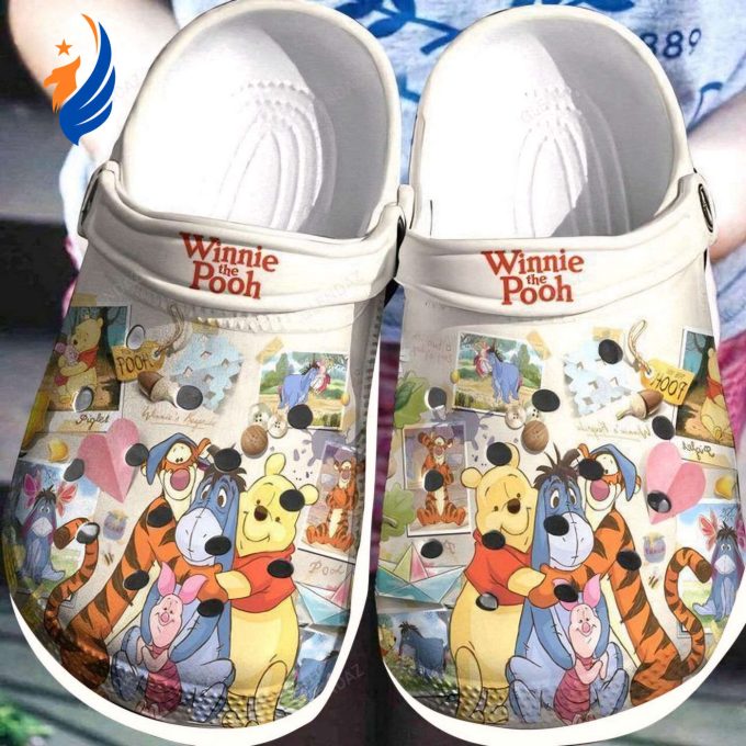 Winnie The Pooh And Friends Memories White Clogs For Kids And Adutls