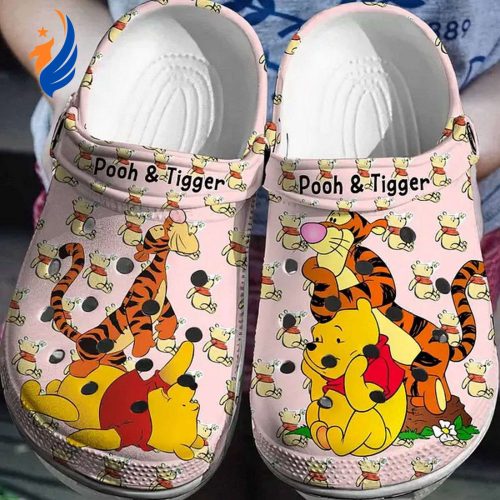 Winnie The Pooh And Tigger Playful Light Pink Clogs For Kids And Adutls