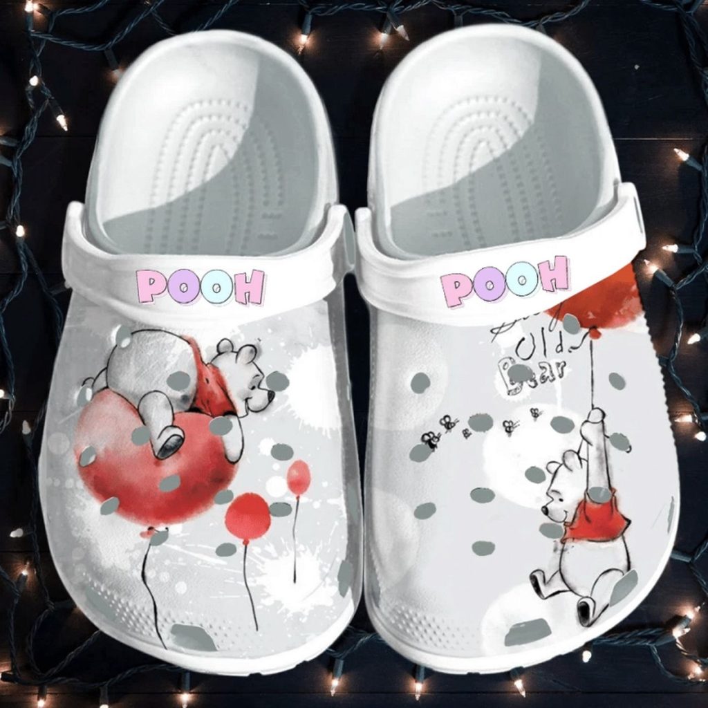 Winnie The Pooh Blue Play With Red Bubble Light Gray Clogs For Kids And Adutls Winnie The Pooh Blue Play With Red Bubble Light Gray Clogs For Kids And Adutls