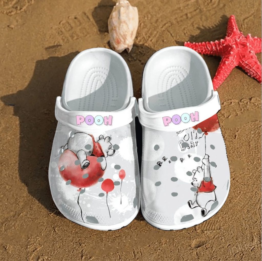 Winnie The Pooh Blue Play With Red Bubble Light Gray Clogs For Kids And Adutls Winnie The Pooh Blue Play With Red Bubble Light Gray Clogs For Kids And Adutls
