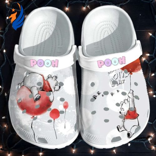 Winnie The Pooh Blue Play With Red Bubble Light Gray Clogs For Kids And Adutls