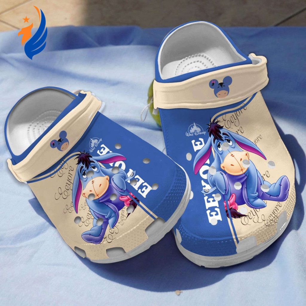 Winnie The Pooh Cute Worry Eeyore Blue And Beige Clogs For Kids And Adults Winnie The Pooh Cute Worry Eeyore Blue And Beige Clogs For Kids And Adults