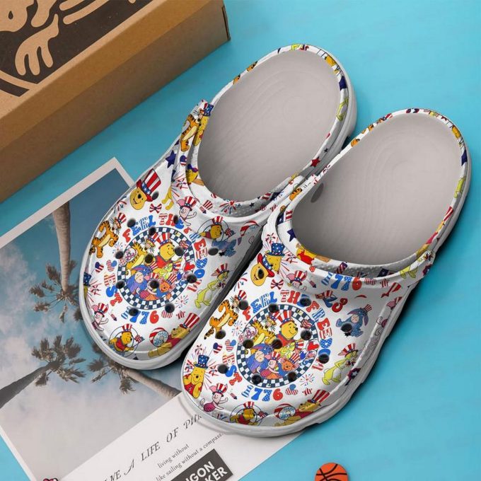Winnie The Pooh Feel Thr Freedom White Clogs For Kids And Adults