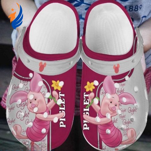 Winnie The Pooh Happy Piglet Love Flower Pink Clogs For Kids And Adults