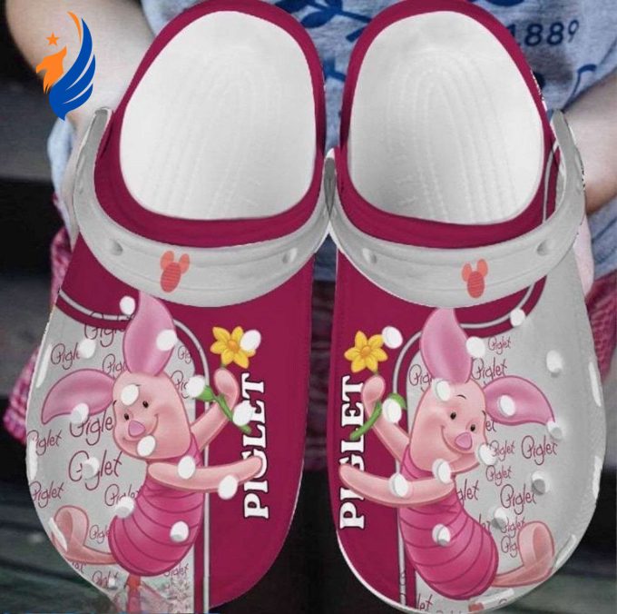Winnie The Pooh Happy Piglet Love Flower Pink Clogs For Kids And Adults Winnie The Pooh Happy Piglet Love Flower Pink Clogs For Kids And Adults
