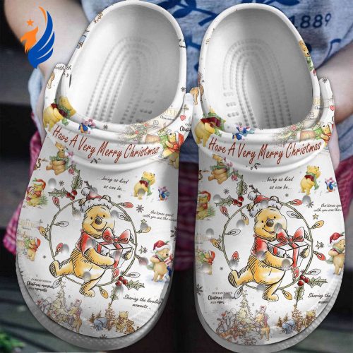 Winnie The Pooh Merry Christmast White Clogs For Kids And Adutls