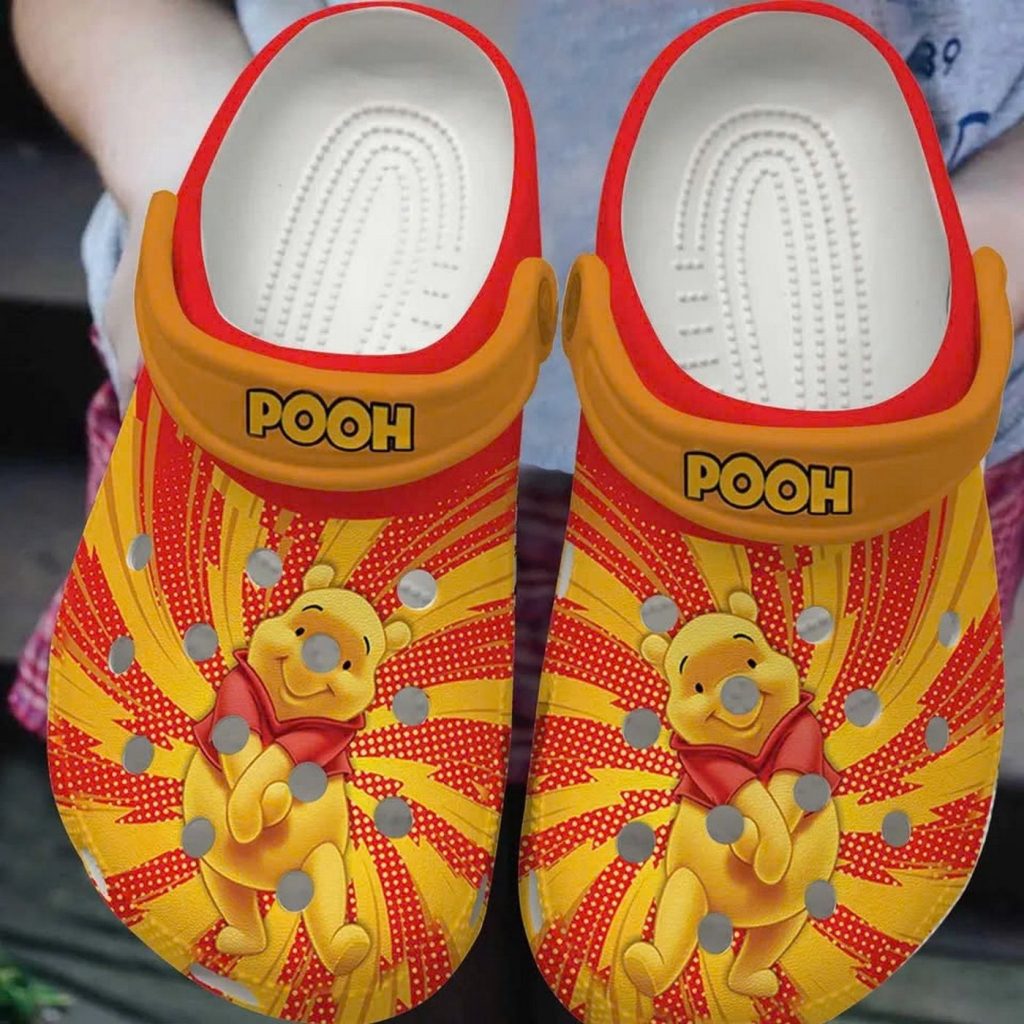 Winnie The Pooh Signature Icon Red Yellow Clogs For Kids And Adults Winnie The Pooh Signature Icon Red Yellow Clogs For Kids And Adults