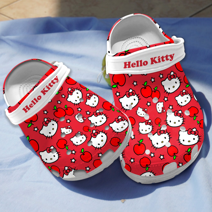 Hello Kitty And Apple Red Clogs For Kids And Adults