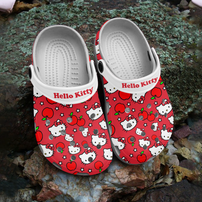 Hello Kitty And Apple Red Clogs For Kids And Adults