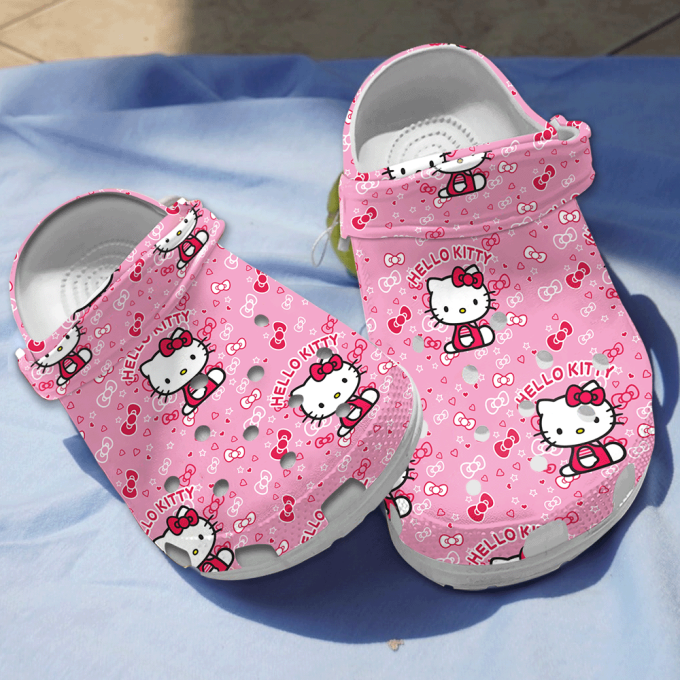 Water-Resistant And Cute Hello Kitty Pink Clogs For Kids & Adults Water-Resistant And Cute Hello Kitty Pink Clogs For Kids & Adults