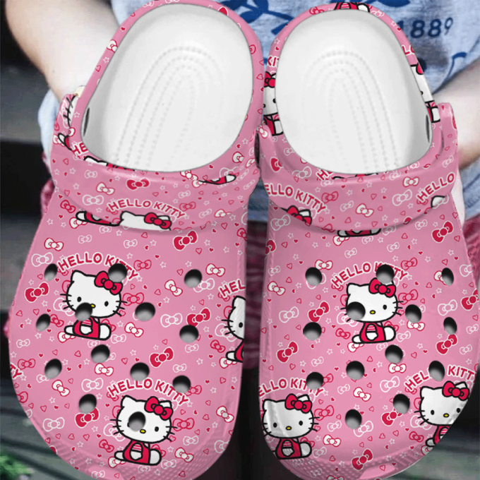 Water-Resistant And Cute Hello Kitty Pink Clogs For Kids & Adults