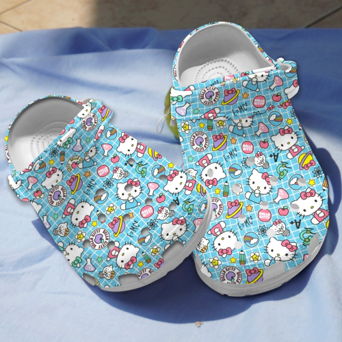 Water-proof Hello Kitty Light Blue Clogs For Kids & Adults