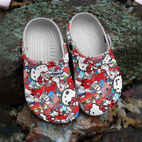 Water-proof And Lightweight Hello Kitty Red Clogs For Kids & Adults