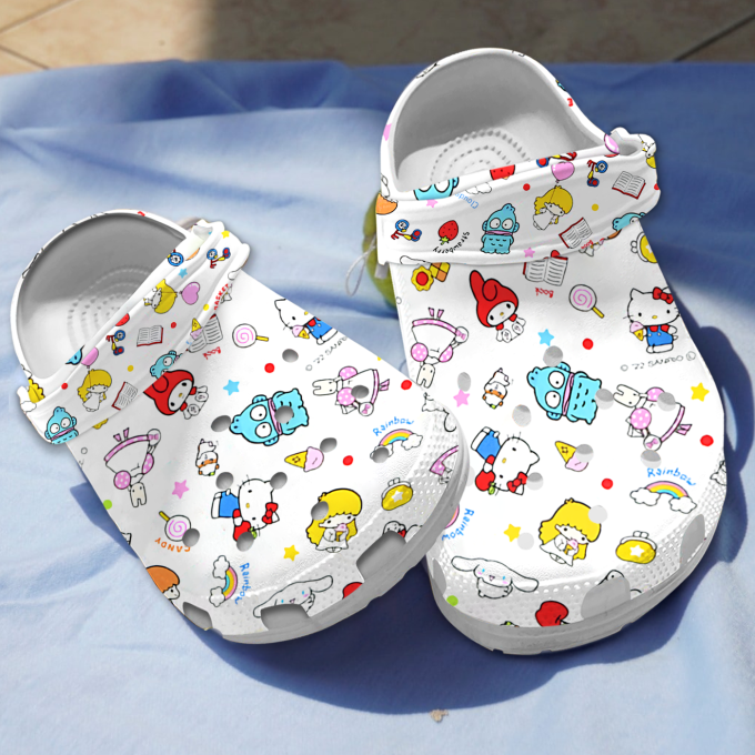 Non-slip And Classic Hello Kitty White Clogs For Kids & Adults
