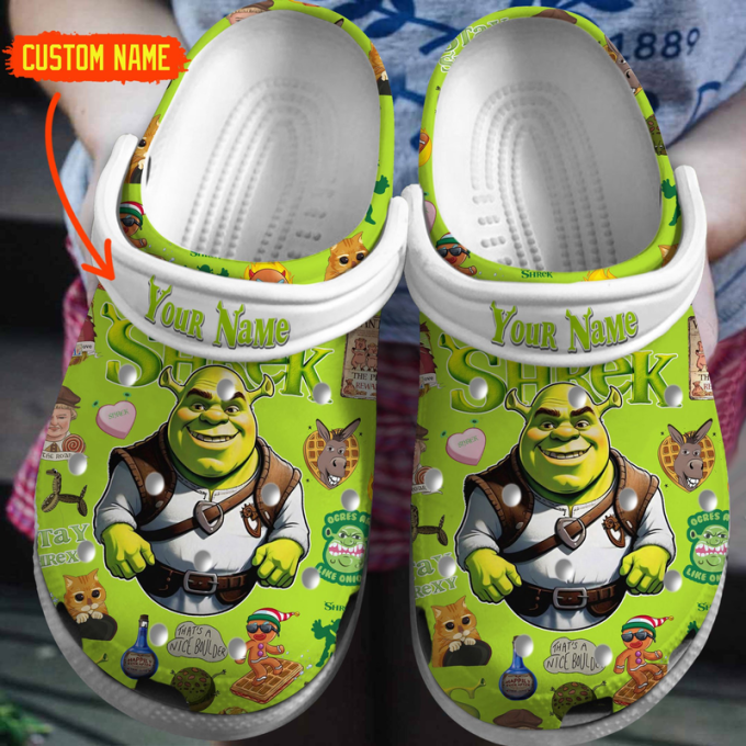 Custom Shrek Cartoon Clogs for Kids & Adults – Personalized Unisex Footwear