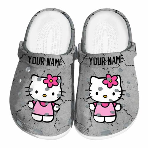 Custom Name Hello Kitty Cracked Texture Clogs For Kids And Adults