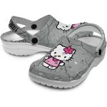 Custom Name Hello Kitty Cracked Texture Clogs For Kids And Adults Custom Name Hello Kitty Cracked Texture Clogs For Kids And Adults