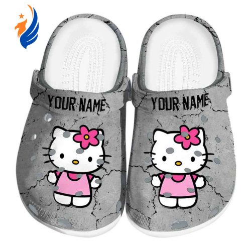 Custom Name Hello Kitty Cracked Texture Clogs For Kids And Adults