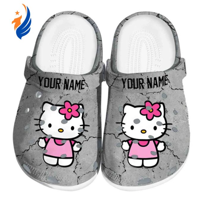 Custom Name Hello Kitty Cracked Texture Clogs For Kids And Adults Custom Name Hello Kitty Cracked Texture Clogs For Kids And Adults