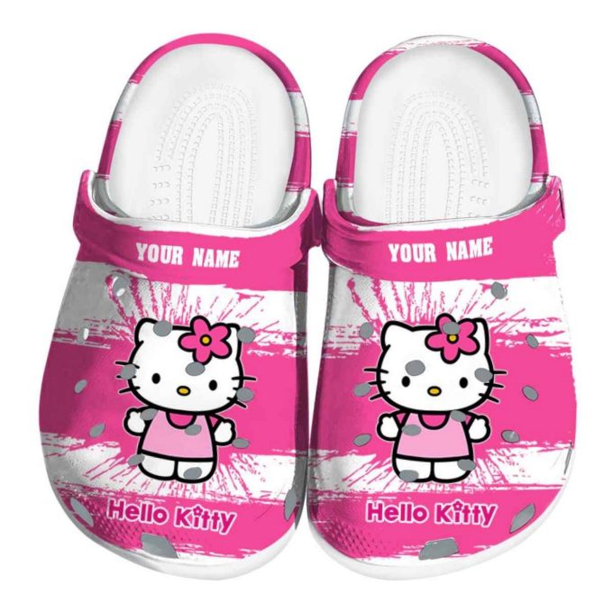 Custom Name Hello Kitty Paint Splater Graphics Clogs For Kids And Adults