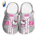 Custom Name Hello Kitty Pinstripe Pattern Clogs For Kids And Adults