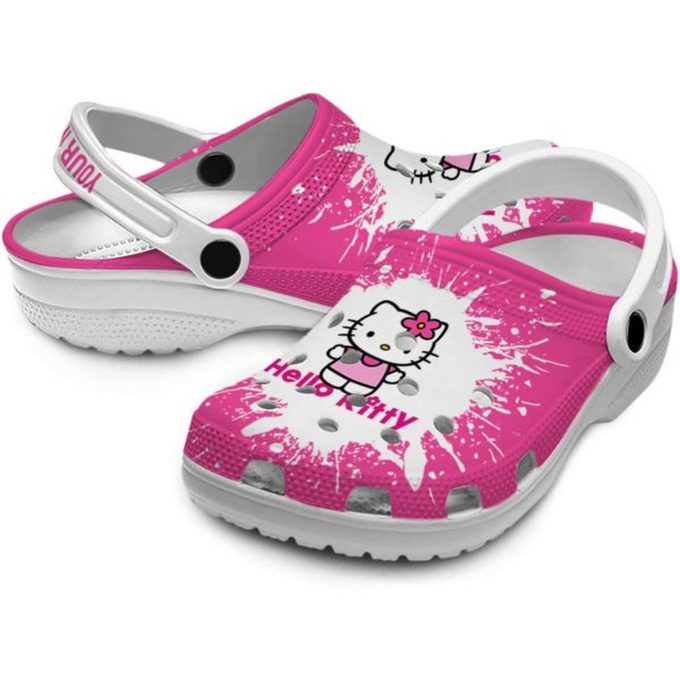 Custom Name Hello Kitty Splash Art Clogs For Kids And Adults