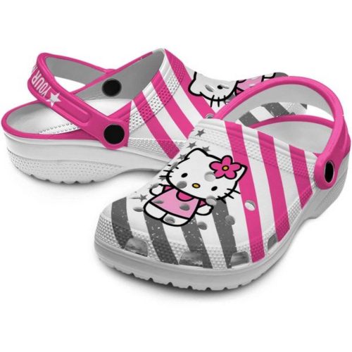 Custom Name Hello Kitty Star Spangled Graphic Clogs For Kids And Adults