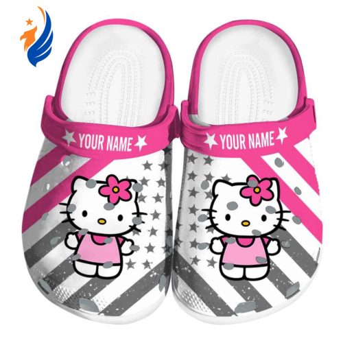 Custom Name Hello Kitty Star Spangled Graphic Clogs For Kids And Adults