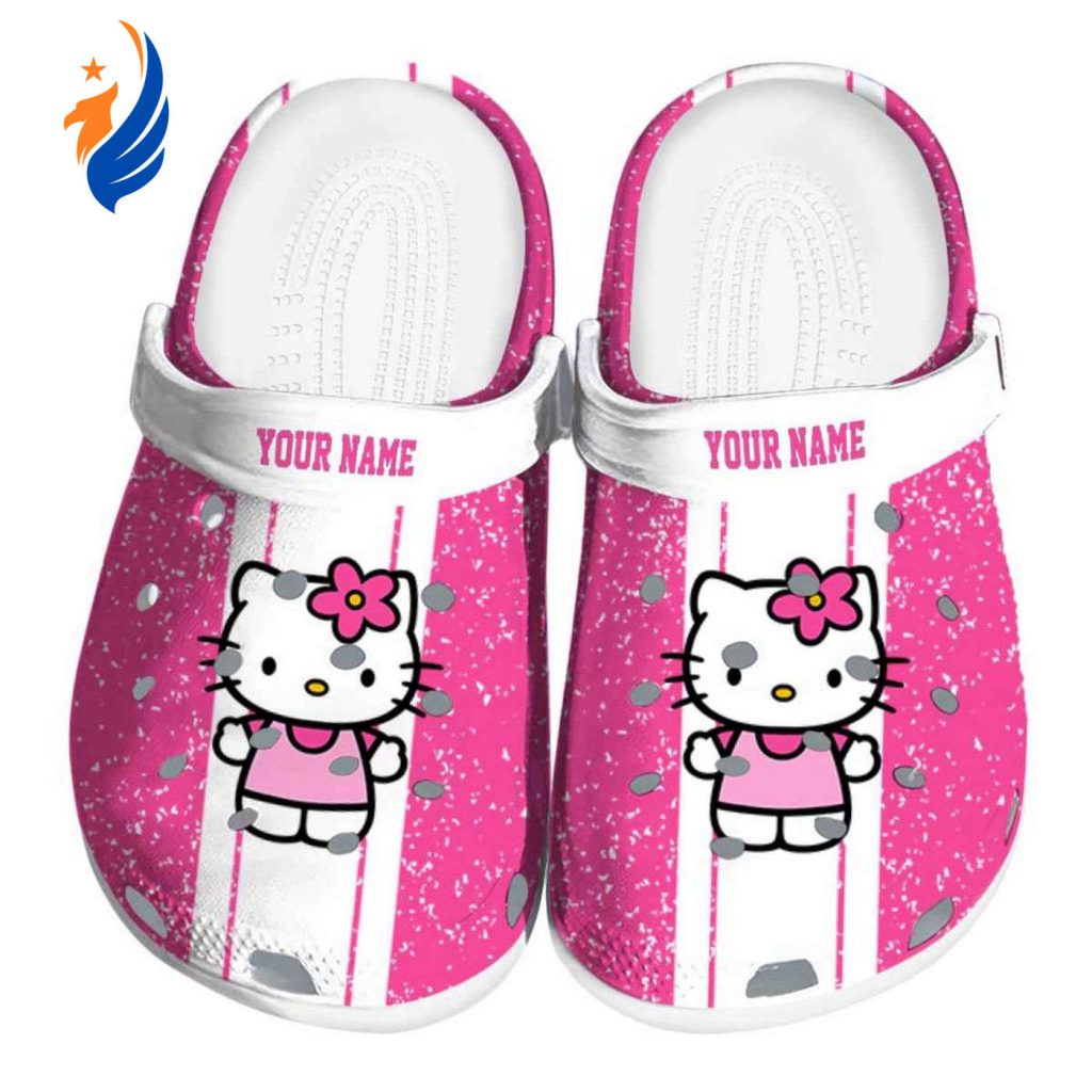 Custom Name Hello Kitty Vertical Stripes Clogs For Kids And Adults Custom Name Hello Kitty Vertical Stripes Clogs For Kids And Adults