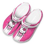 Custom Name Hello Kitty Vertical Stripes Clogs For Kids And Adults