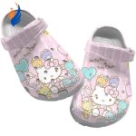 Cute Hello Kitty And Tina Chum Pink Stripes Clogs For Kids And Adults Cute Hello Kitty And Tina Chum Pink Stripes Clogs For Kids And Adults