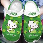 Happy Patrick Day Hello Kitty Green Cartoon Clogs For Kids And Adults Happy Patrick Day Hello Kitty Green Cartoon Clogs For Kids And Adults