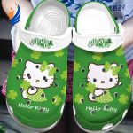 Happy Patrick Day Hello Kitty Green Cartoon Clogs For Kids And Adults Happy Patrick Day Hello Kitty Green Cartoon Clogs For Kids And Adults