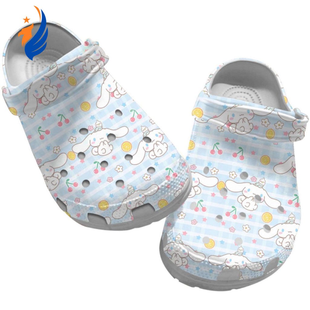 Hello Kitty Cinnamoroll And Cherry Pattern Blue Karo Clogs For Kids And Adults Hello Kitty Cinnamoroll And Cherry Pattern Blue Karo Clogs For Kids And Adults