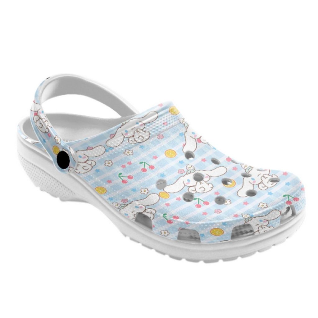 Hello Kitty Cinnamoroll And Cherry Pattern Blue Karo Clogs For Kids And Adults Hello Kitty Cinnamoroll And Cherry Pattern Blue Karo Clogs For Kids And Adults