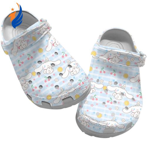 Hello Kitty Cinnamoroll And Cherry Pattern Blue Karo Clogs For Kids And Adults