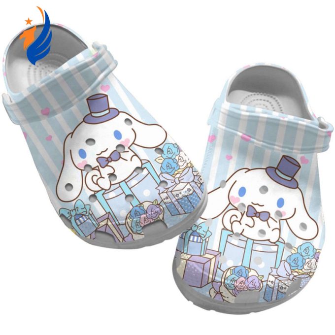 Hello Kitty Cinnamoroll And Gift Boxes Blue Stripes Clogs For Kids And Adults Hello Kitty Cinnamoroll And Gift Boxes Blue Stripes Clogs For Kids And Adults